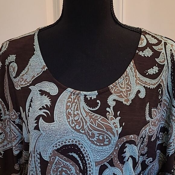 Honeyme Los Angeles sz S Paisley Print tunic top - Picture 2 of 9